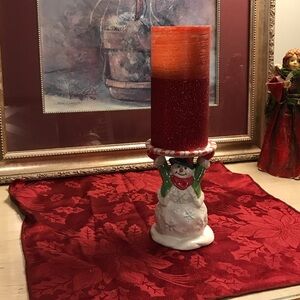 Frosty with battery operated red sparkly candle. What a cute little guy!